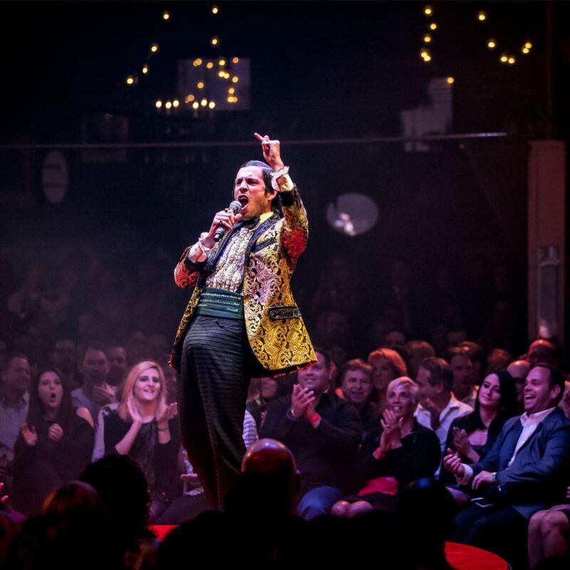 Absinthe is an adult variety show with shocking adult humor, stunning acrobatics, and an intimate cabaret setting.